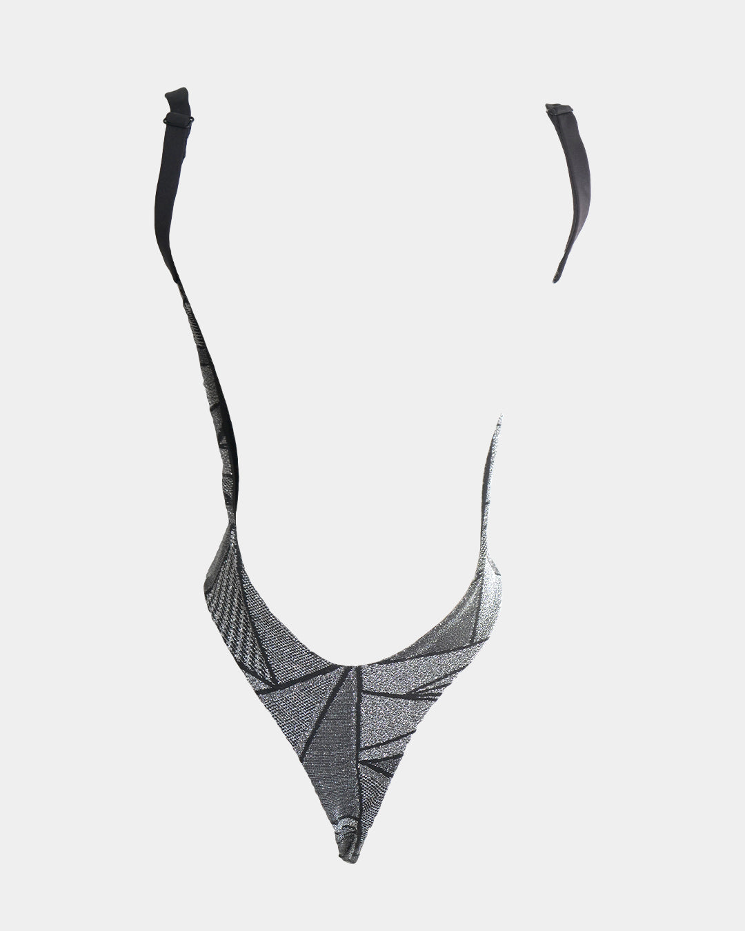 Silver geometric sparkly cutout-one piece