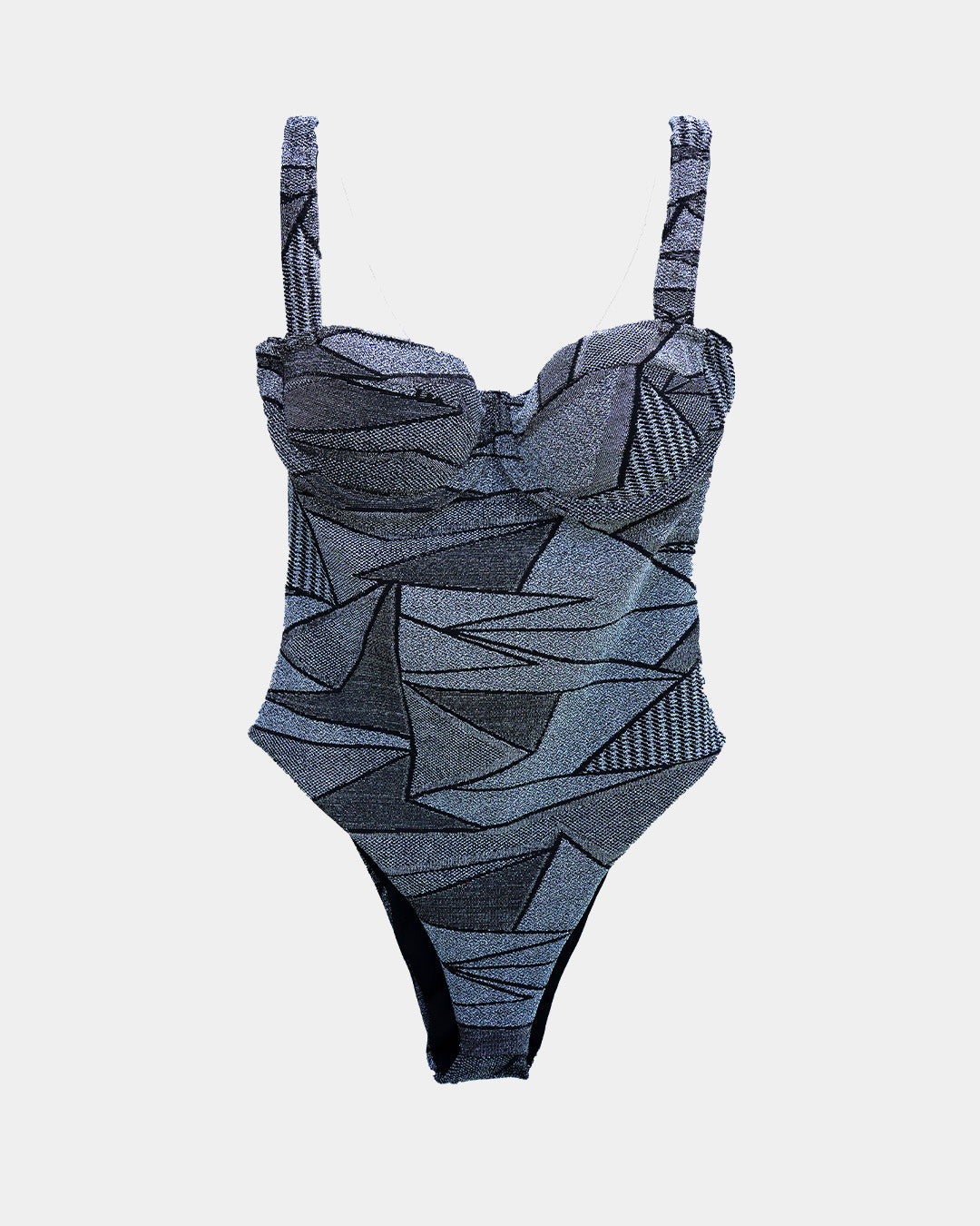 Silver geometric sparkly one piece