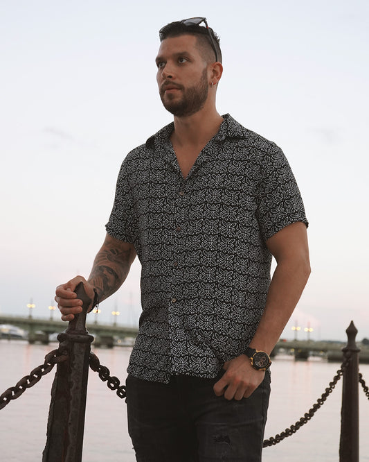 Geometric Flower Print Casual Shirt